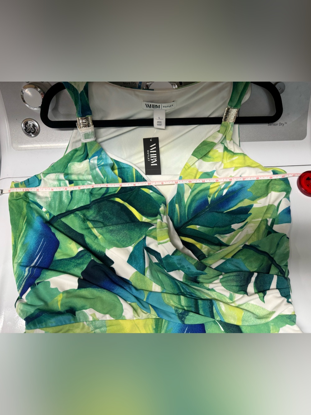 WHBM Green and Blue Leaf Print Romper - Picture 5 of 9